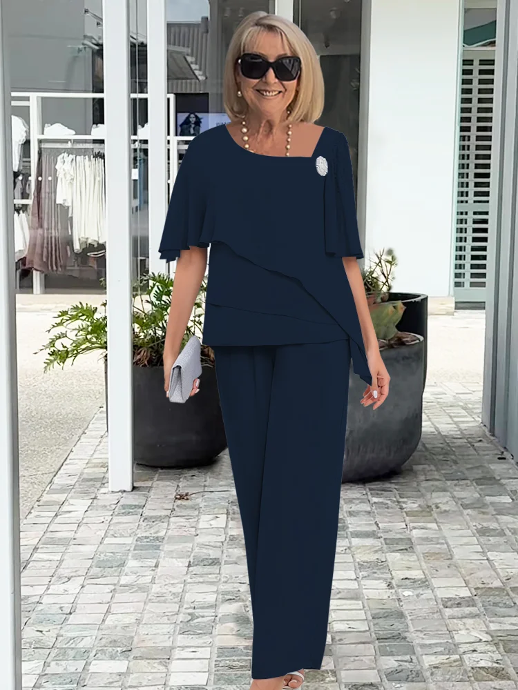 Ninon | Conjunto Blusa Asimétrica Superpuesta y Pantalón Ancho