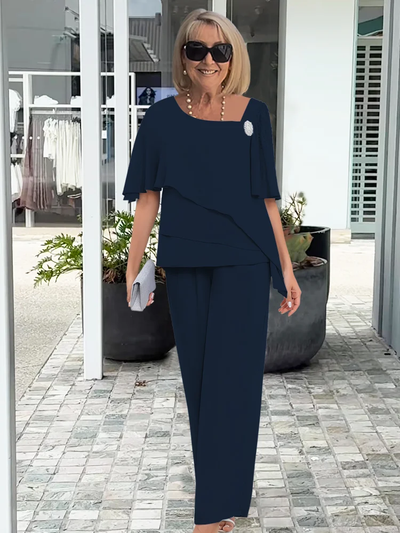 Ninon | Conjunto Blusa Asimétrica Superpuesta y Pantalón Ancho