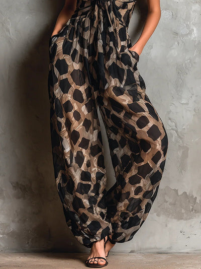 Roberta | Mono de Chifón Negro Animal Print