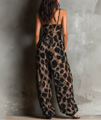 Roberta | Mono de Chifón Negro Animal Print