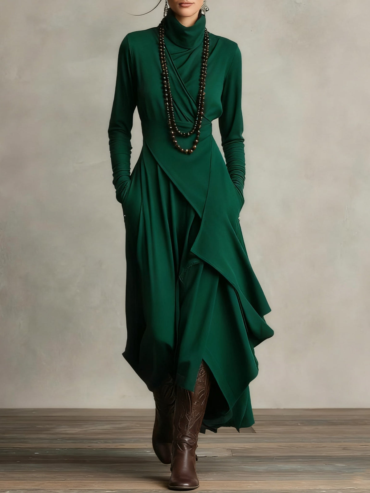 Arielle | Vestido Vintage Asimétrico de Cuello Alto