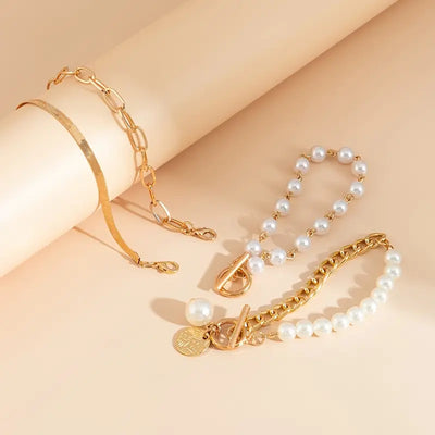 Set de Pulseras de Perlas a Capas de Lujo