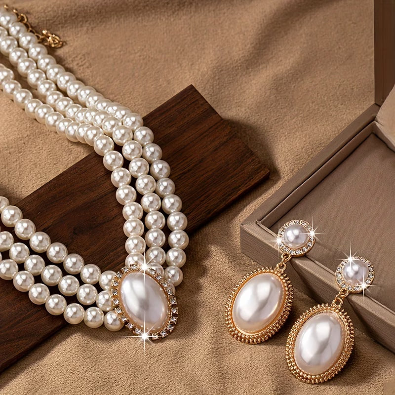 Set de Joyas con Perlas Clásicas