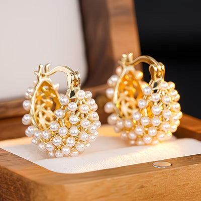 Pendientes de aro con perlas gruesas