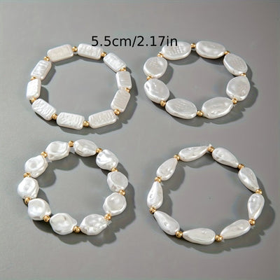 Set de 4 Pulseras con Perlas