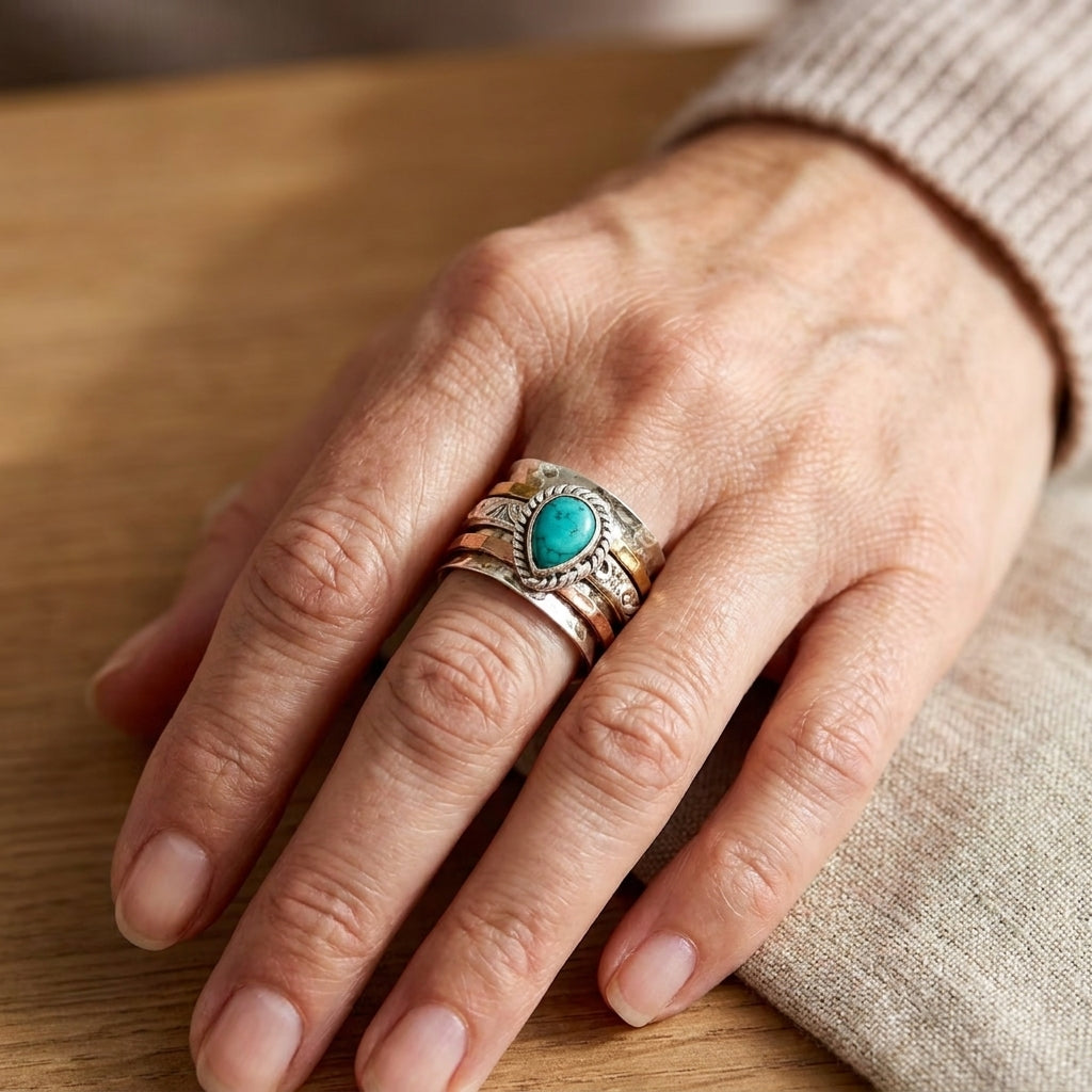 Azzurra™ - Anillo Statement con Turquesa Ovalado