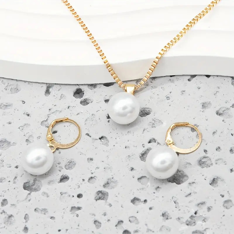 Set de Collar Elegante y Gracioso con Perlas