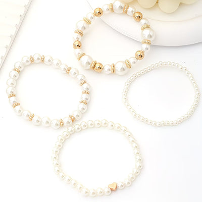 Set de 4 Pulseras Apilables de Perlas
