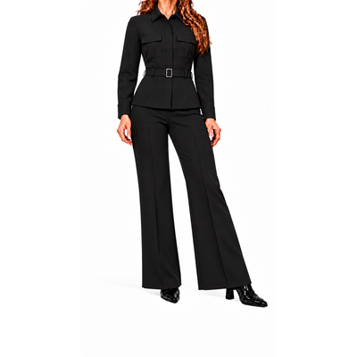 Conjunto Safari | Chaqueta con cinturón y pantalón acampanado