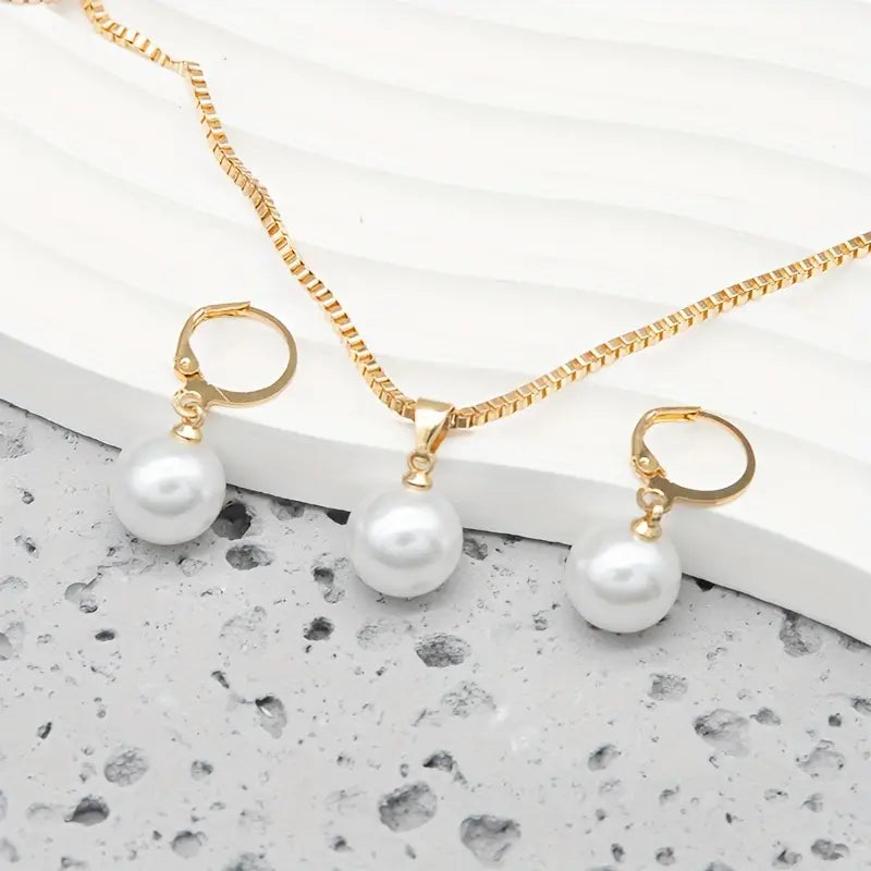 Set de Collar Elegante y Gracioso con Perlas