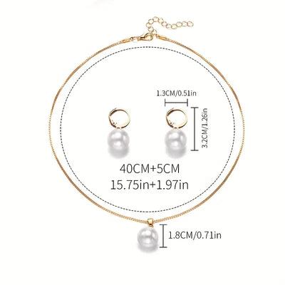 Set de Collar Elegante y Gracioso con Perlas