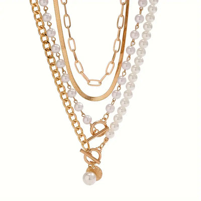 Set de Collares en Capas con Perlas Modernas