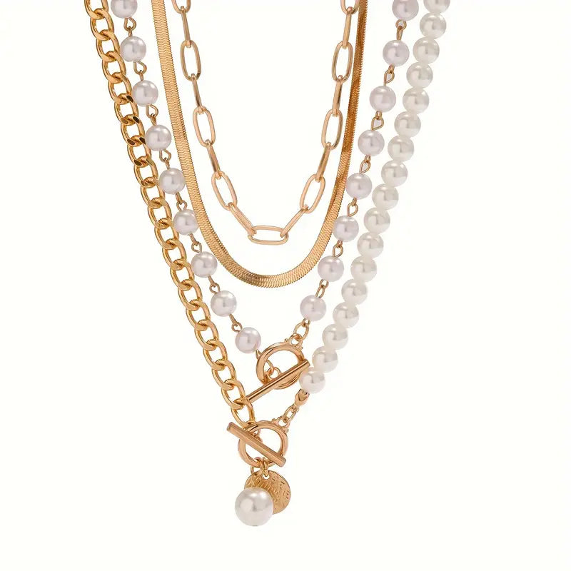 Set de Collares en Capas con Perlas Modernas