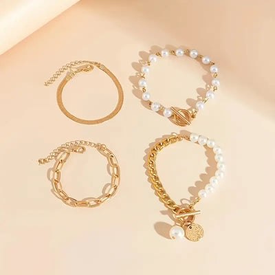 Set de Pulseras de Perlas a Capas de Lujo