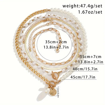 Set de Collares en Capas con Perlas Modernas