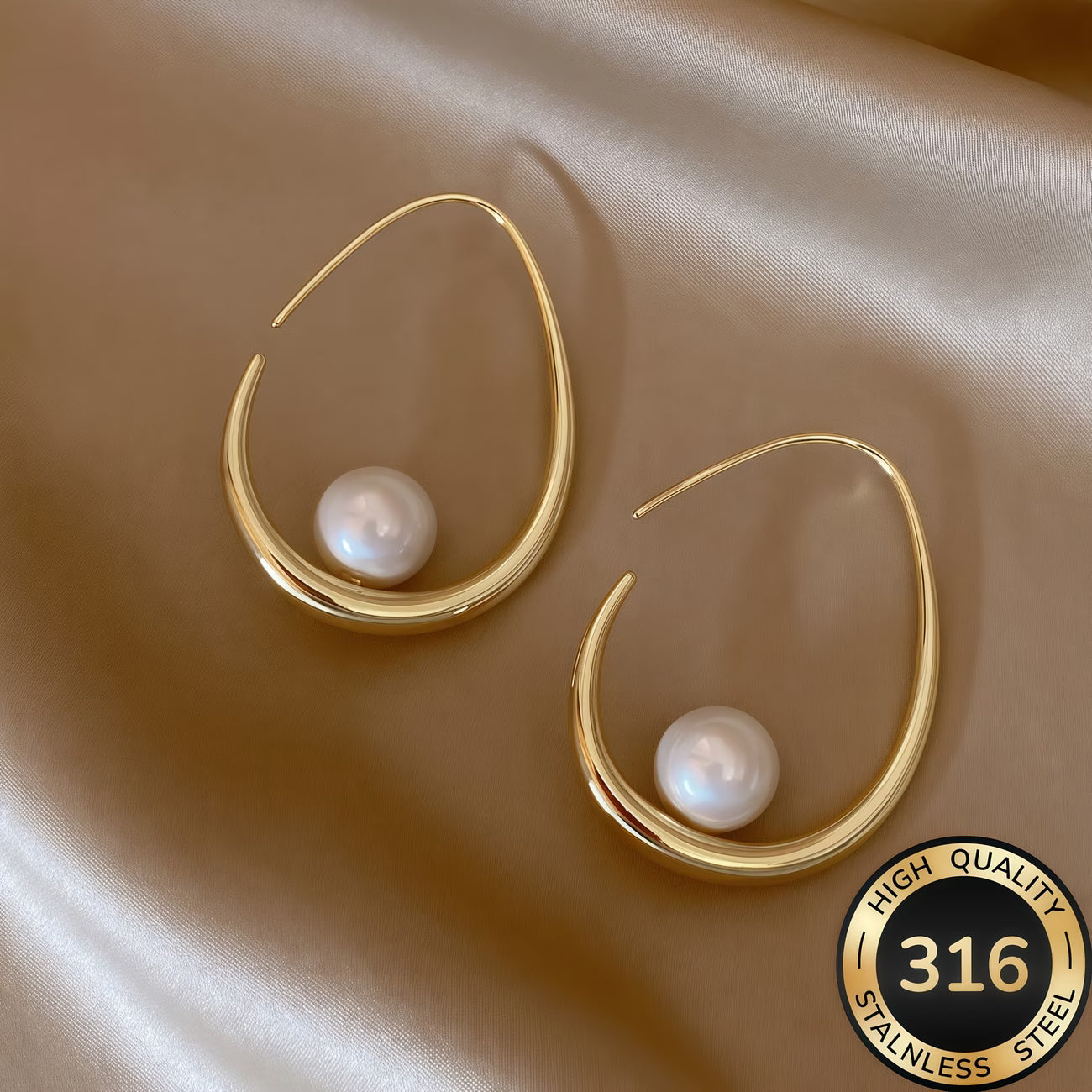 Pendientes de aro con perlas crecientes