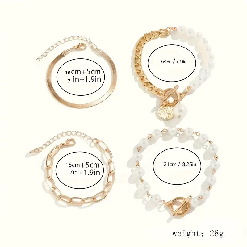 Set de Pulseras de Perlas a Capas de Lujo