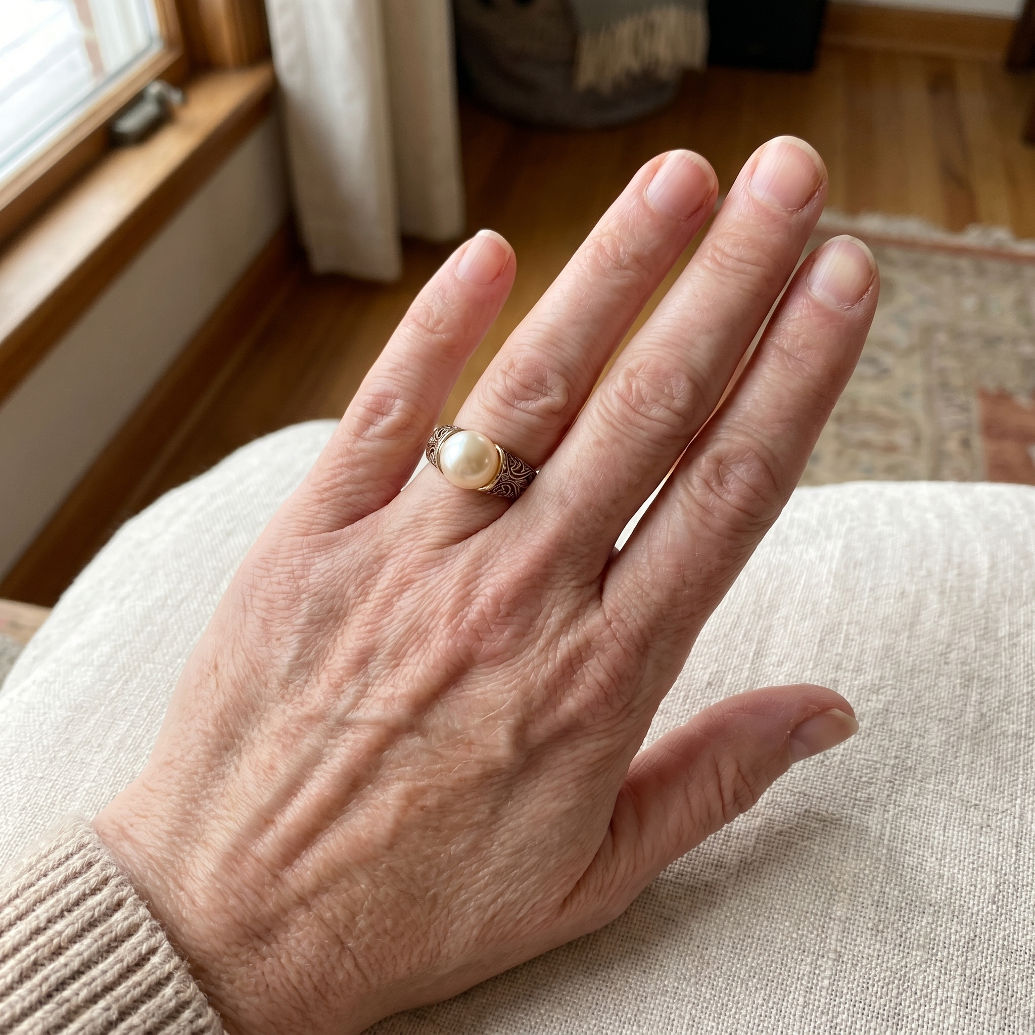 Anillo Vintage con Perla Dorada
