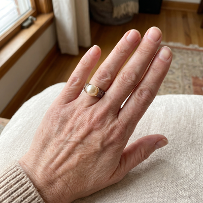 Anillo Vintage con Perla Dorada