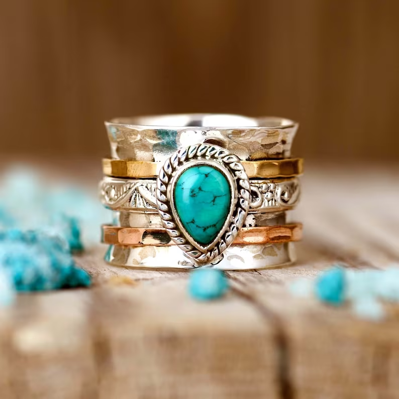 Azzurra™ - Anillo Statement con Turquesa Ovalado