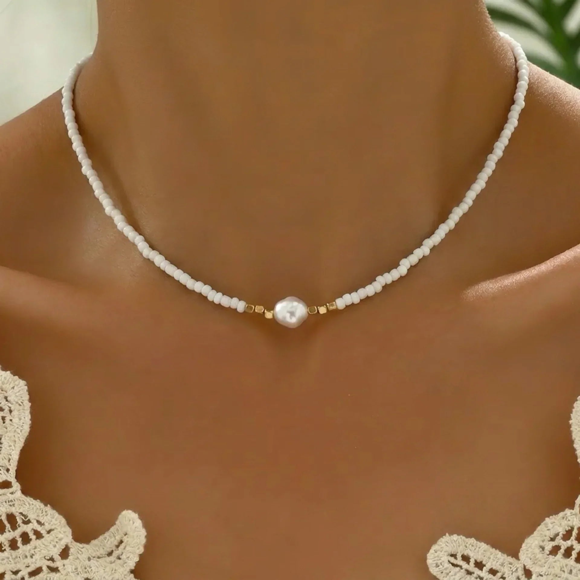 Collar Minimal de Turquesa y Perlas
