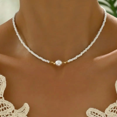 Collar Minimal de Turquesa y Perlas