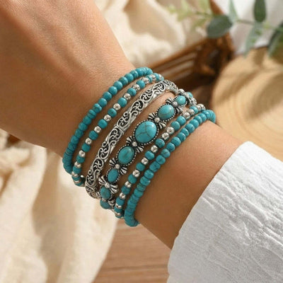 Mirella™ - Colección de Pulseras Boho con Cuentas Turquesas