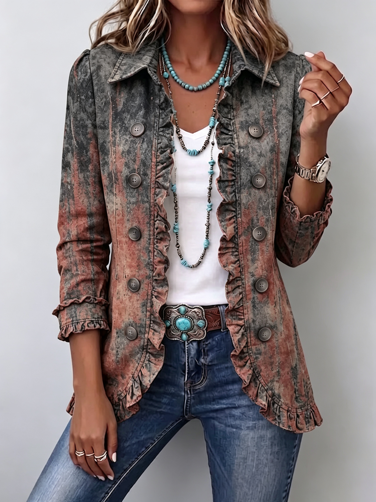 Flaminia | Chaqueta Vintage Estampado Degradado Texturizado