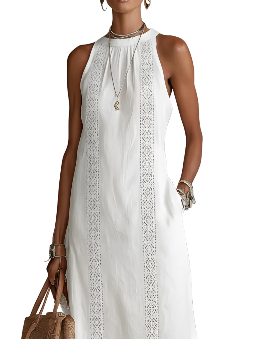 Jimena — Vestido maxi halter con abertura lateral
