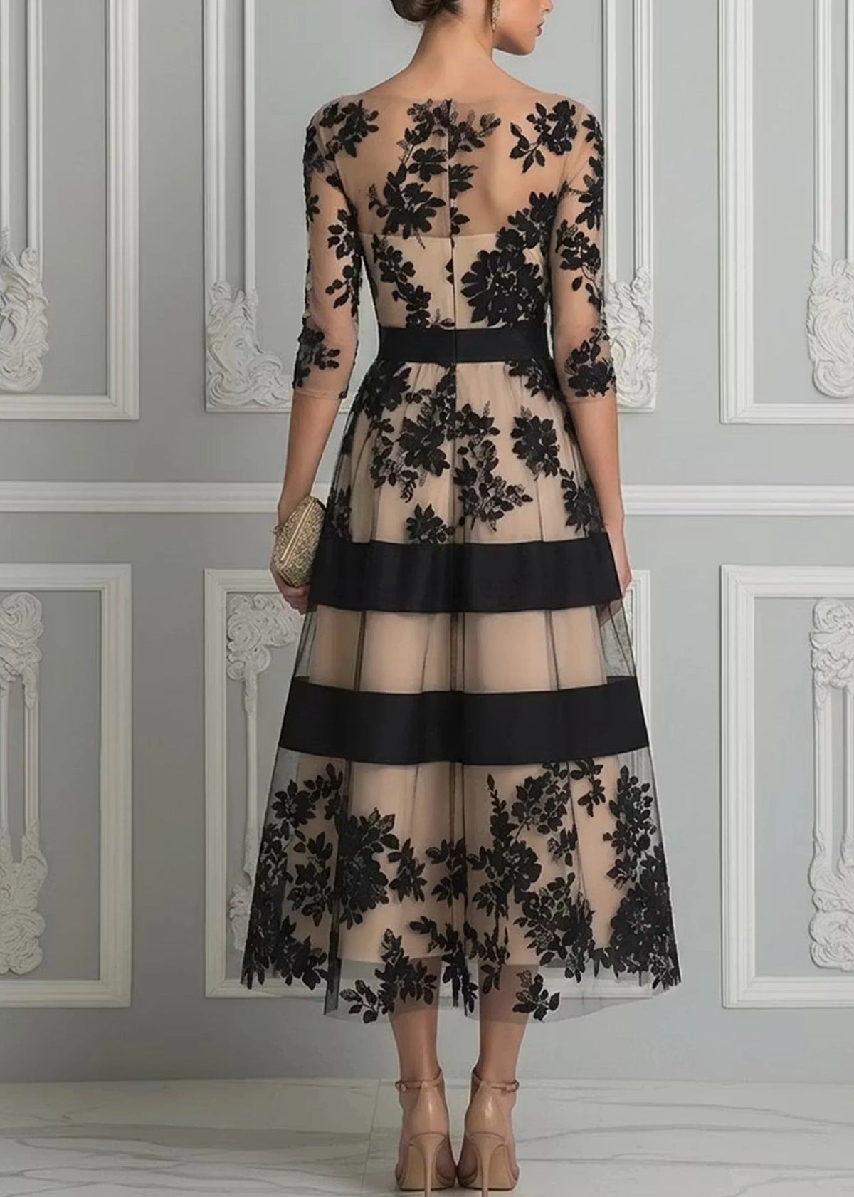 Catherine – Vestido de Noche en Encaje Floral
