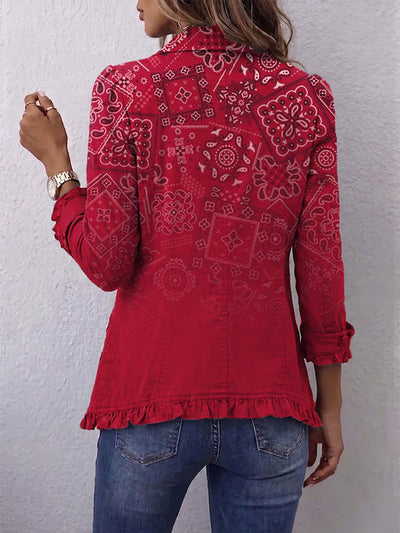 Gaia | Chaqueta Paisley Degradada Roja con Volantes