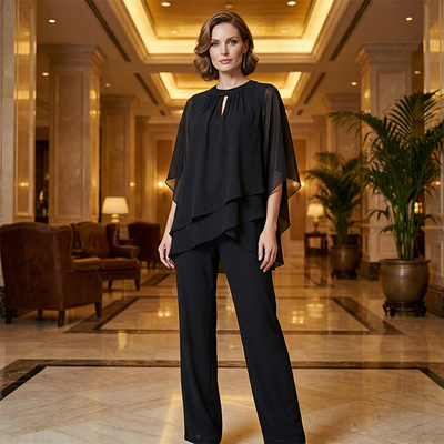 Jeannine | Conjunto Chemisier Asimétrico Superpuesto y Pantalón Ancho