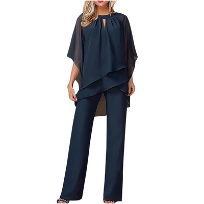 Jeannine | Conjunto Chemisier Asimétrico Superpuesto y Pantalón Ancho