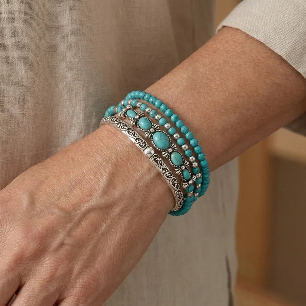 Mirella™ - Colección de Pulseras Boho con Cuentas Turquesas