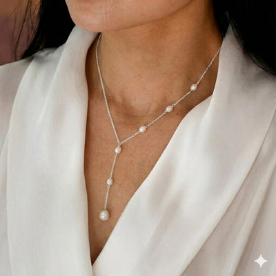 Collar Lariat con Perlas Cascada