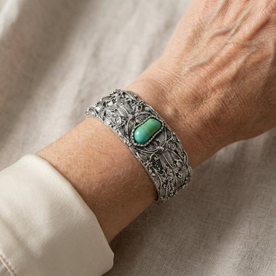 Teodora™ - Pulsera Cuff Vintage con Turquesa