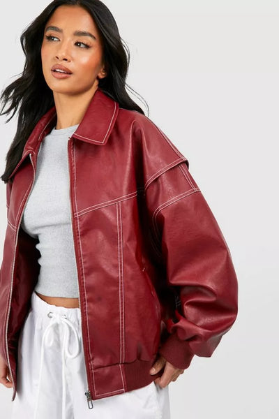 Renée | Bomber Oversize con Costuras de Contraste